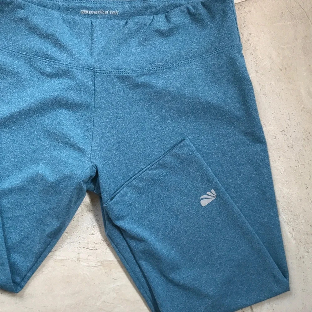 Marina Tek heather blue-green capris leggings